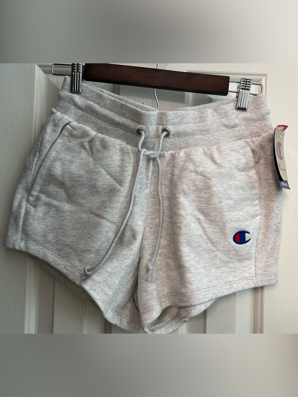 Champion Gray Women's Fleece Athletic Shorts with Logo